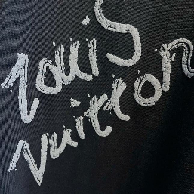 LV T-SHIRT IN BLACK PURE COTTON LOGO PRINT 238774