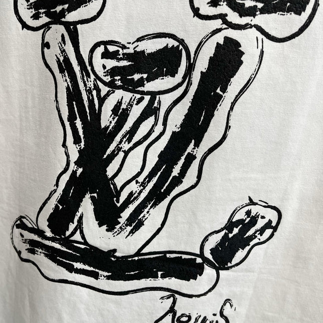 LV T-SHIRT IN WHITE PURE COTTON LOGO PRINT 238775