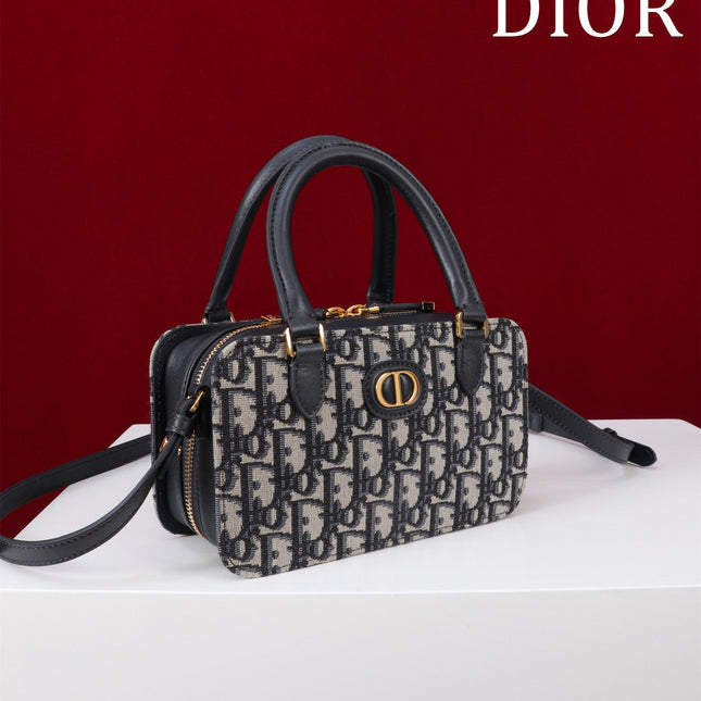 MONTAIGNE MINI DOCTOR BAG 20 IN BLACK MONOGRAM OBLIQUE JACQUARD MIX CALFSKIN