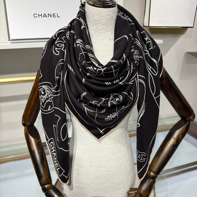 CHANEL 25S SCARF 140 IN SILK 732181