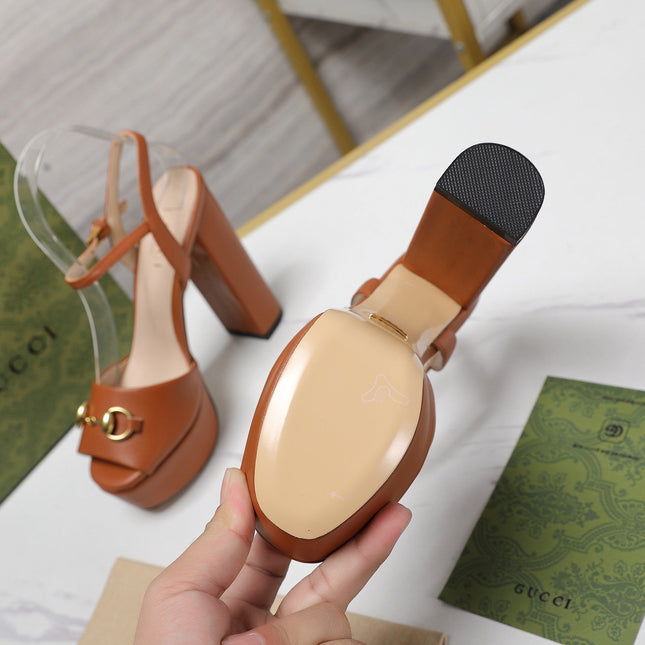 GG Sandales Cuir Noir Orange Ginger