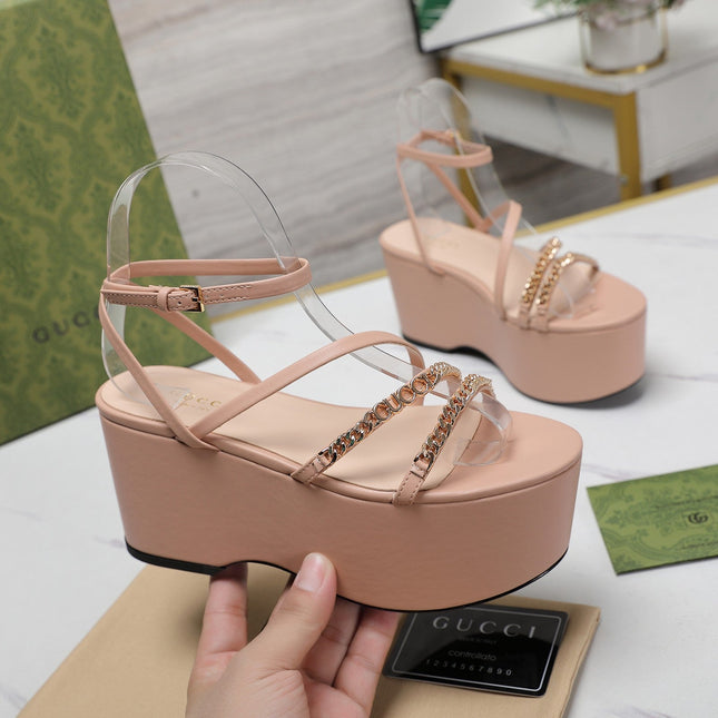 WEDGE PLATFORM IN LIGHT PINK SHEEPSKIN