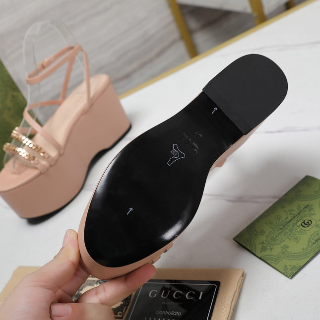 WEDGE PLATFORM IN LIGHT PINK SHEEPSKIN