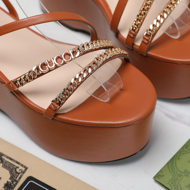 WEDGE PLATFORM IN CINNAMON BROWN SHEEPSKIN