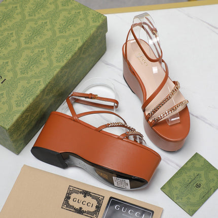 WEDGE PLATFORM IN CINNAMON BROWN SHEEPSKIN