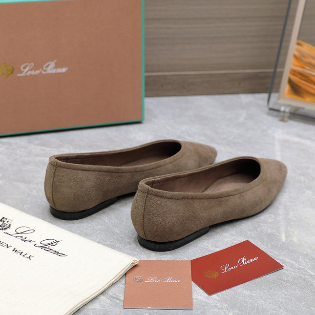 CLASSIC BALLET SHOES IN HEAVY BROWN SUEDE