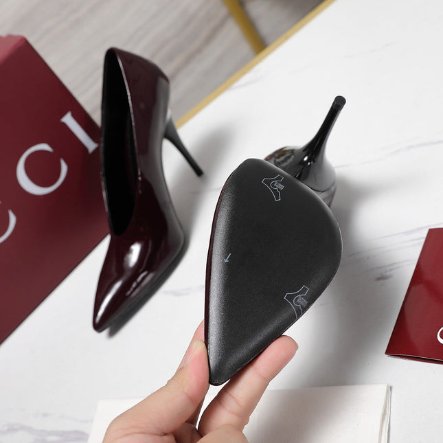 GG CLASSIC HIGH HEEL 105 IN DEEP WINE LAMBSKIN