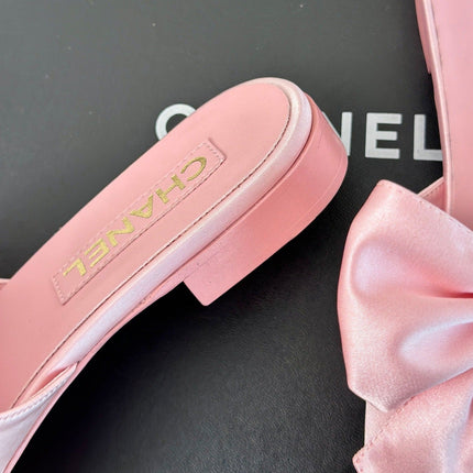 Double CC big bow flat sandals Sheepskin Light Pink