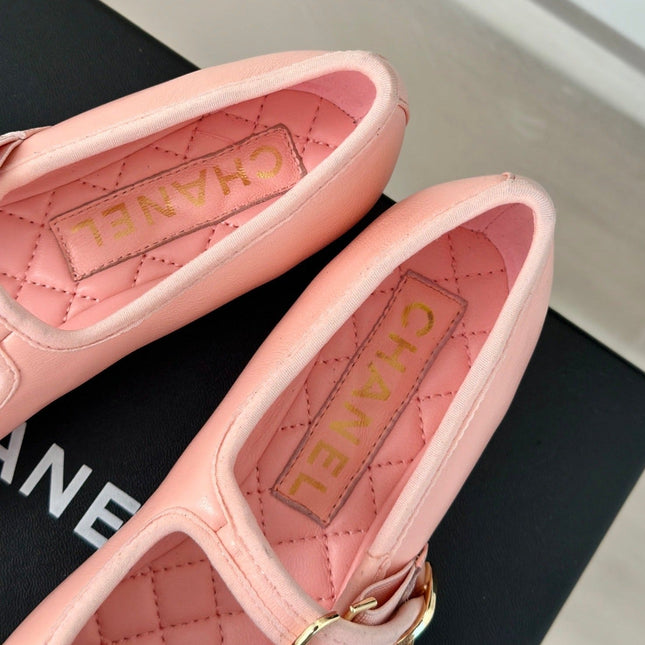 Double C Light Pink Lambskin Mary Jane Shoes