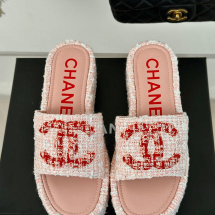 CLASSIC SLIPPERS THICK SOLE IN LIGHT PINK TWEED