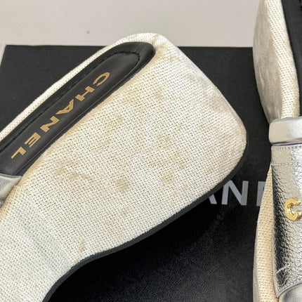 PLATFORM SLIPPERS IN SILVER LAMBSKIN