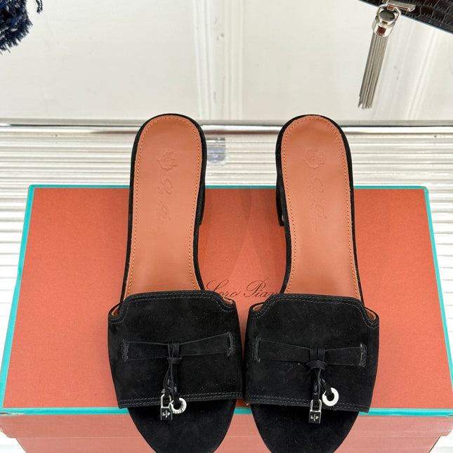 HIGH HEELS IN BLACK SUEDE AND LAMBSKIN