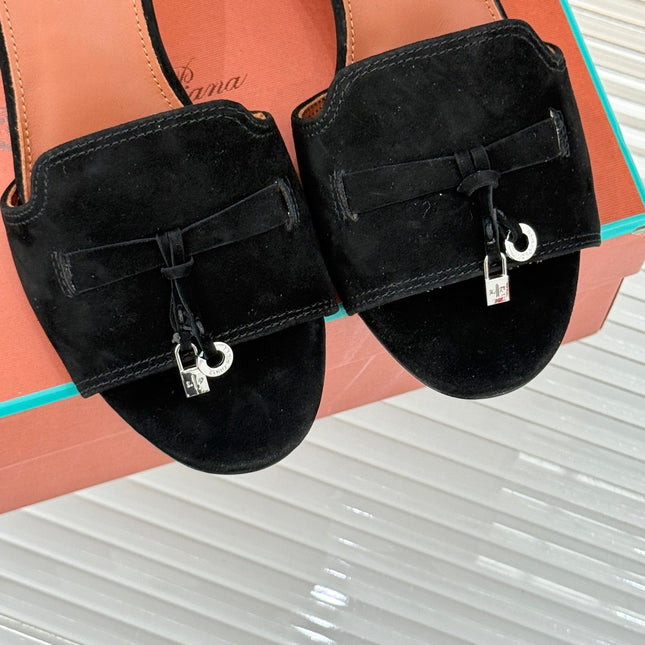 HIGH HEELS IN BLACK SUEDE AND LAMBSKIN