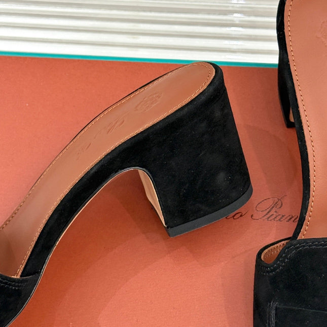 HIGH HEELS IN BLACK SUEDE AND LAMBSKIN