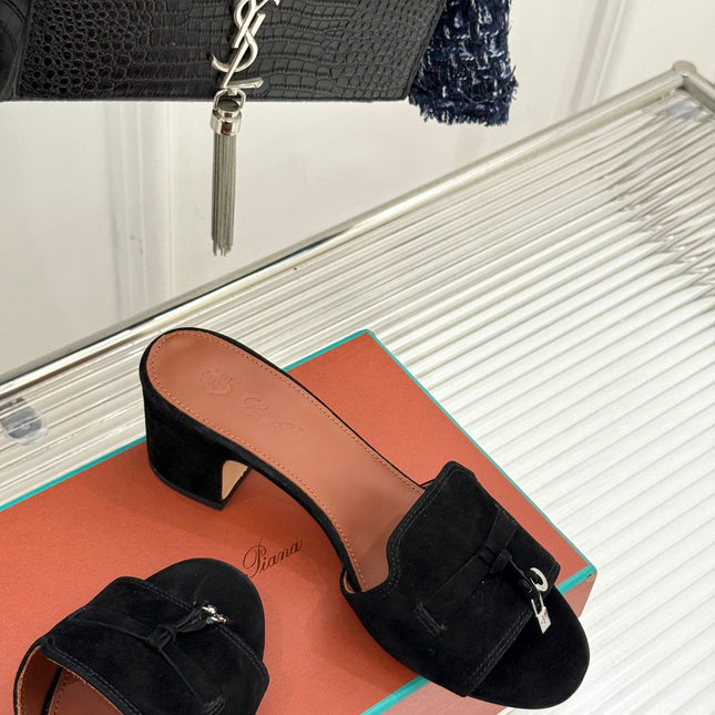 HIGH HEELS IN BLACK SUEDE AND LAMBSKIN