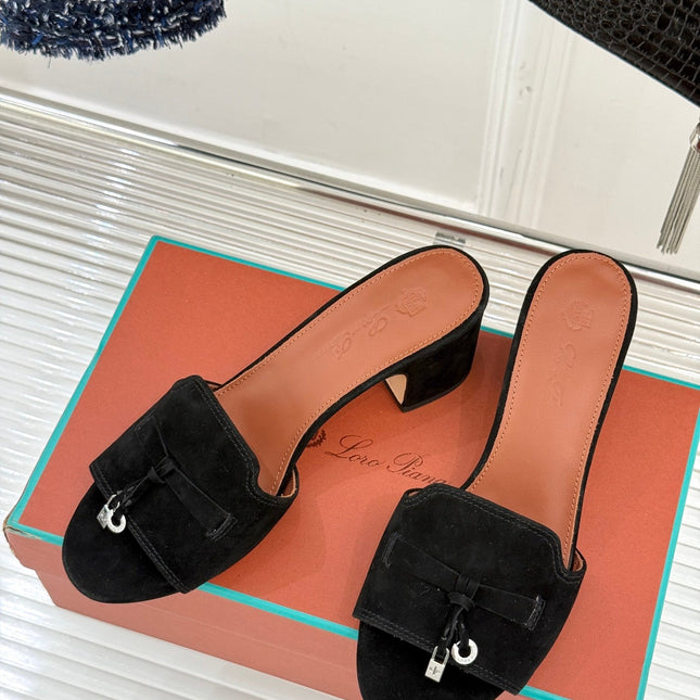 HIGH HEELS IN BLACK SUEDE AND LAMBSKIN