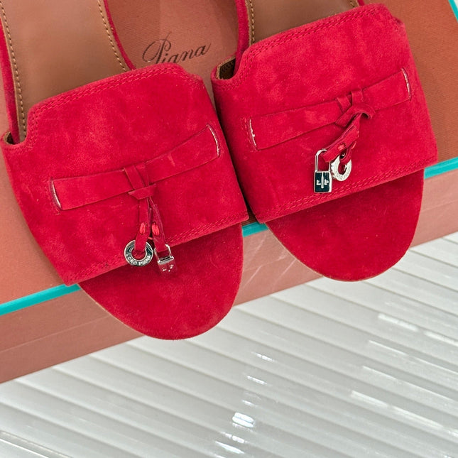 HIGH HEELS IN RED SUEDE AND LAMBSKIN