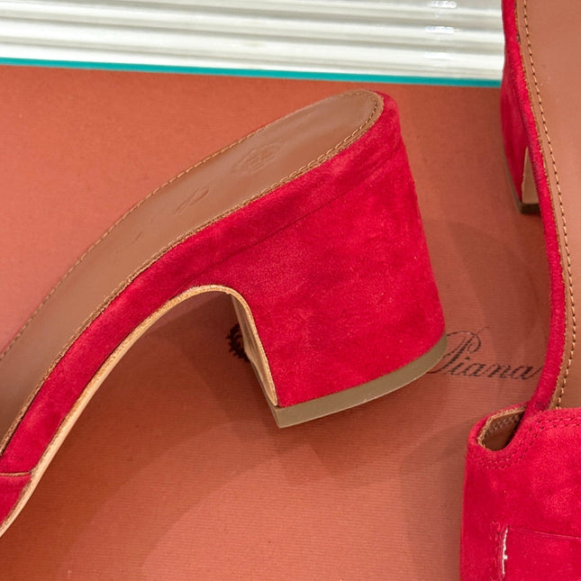 HIGH HEELS IN RED SUEDE AND LAMBSKIN