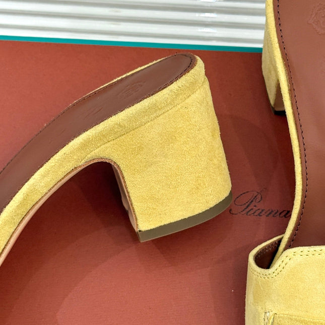 HIGH HEELS IN YELLOW SUEDE AND LAMBSKIN