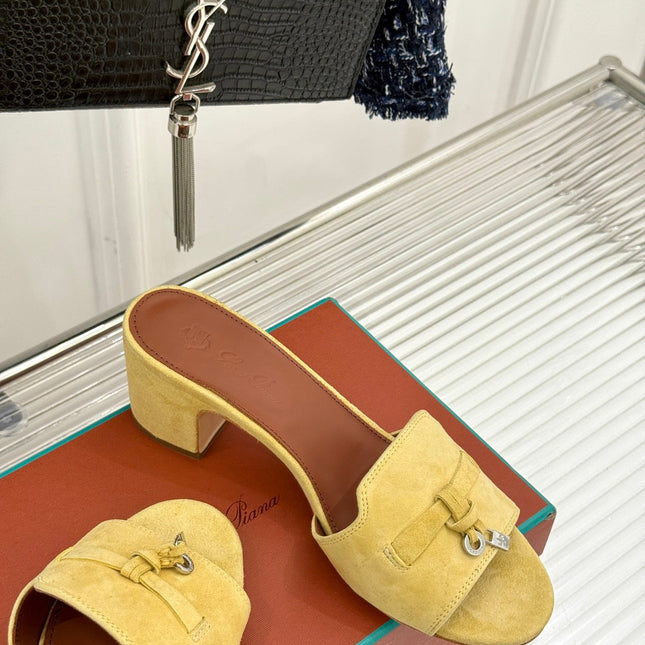 HIGH HEELS IN YELLOW SUEDE AND LAMBSKIN