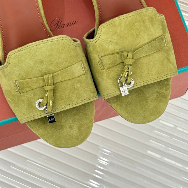 HIGH HEELS IN MOSS YELLOW SUEDE AND LAMBSKIN