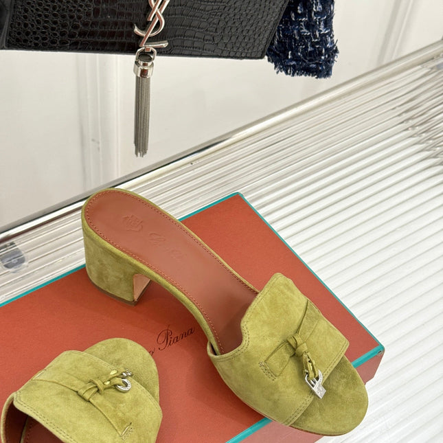 HIGH HEELS IN MOSS YELLOW SUEDE AND LAMBSKIN