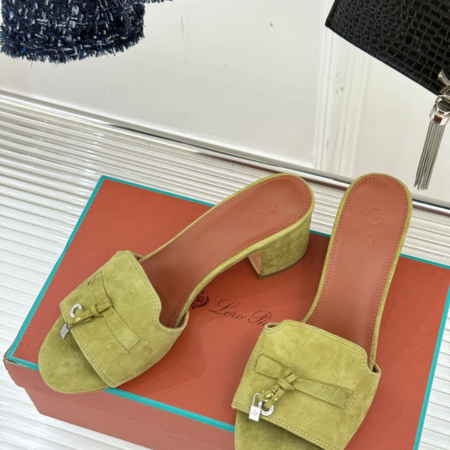 HIGH HEELS IN MOSS YELLOW SUEDE AND LAMBSKIN