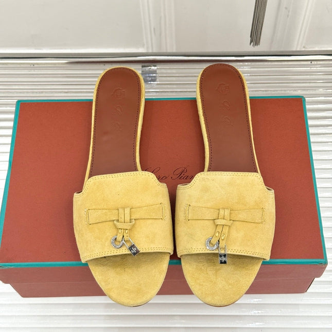 FLAT SANDALS IN YELLOW SUEDE AND LAMBSKIN