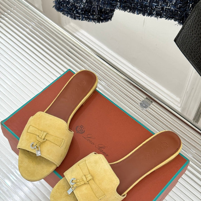 FLAT SANDALS IN YELLOW SUEDE AND LAMBSKIN