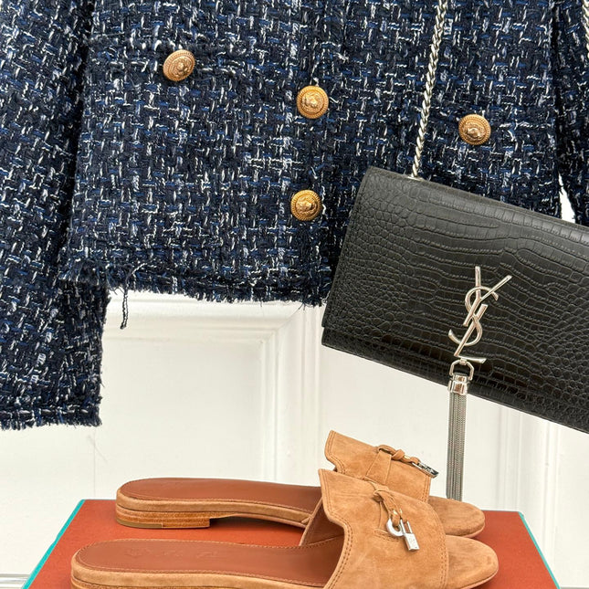 FLAT SANDALS IN BROWN SUEDE AND LAMBSKIN