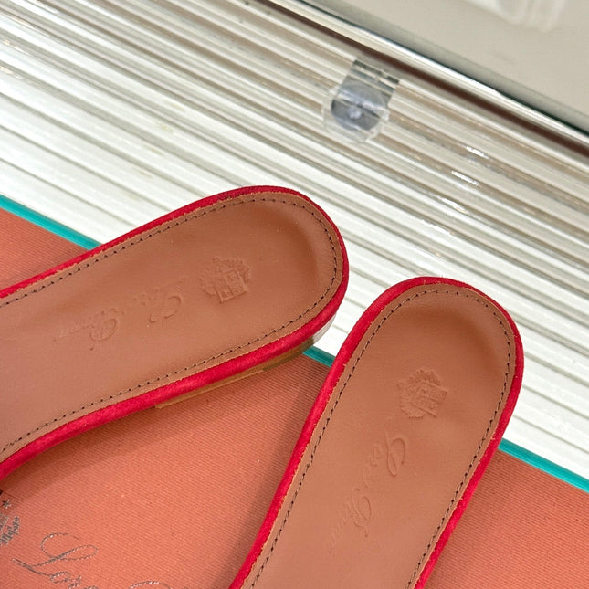 FLAT SANDALS IN RED SUEDE AND LAMBSKIN