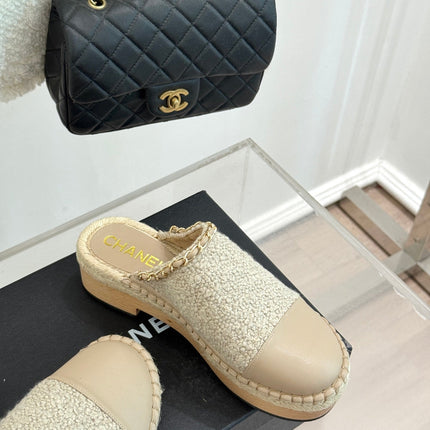 CC MULES 25SS 30 MM IN BEIGE LAMBSKIN MIX WOOL