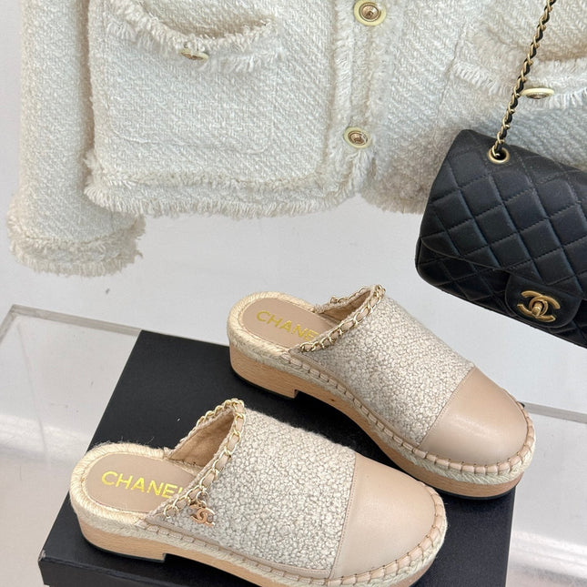CC MULES 25SS 30 MM IN BEIGE LAMBSKIN MIX WOOL