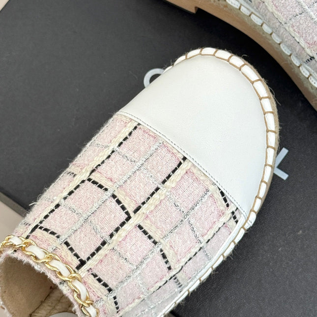 CC MULES 25SS 30 MM IN WHITE LAMBSKIN MIX PASTEL PINK TWEED