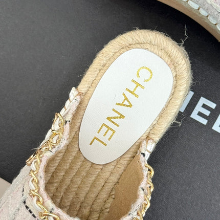 CC MULES 25SS 30 MM IN WHITE LAMBSKIN MIX PASTEL PINK TWEED