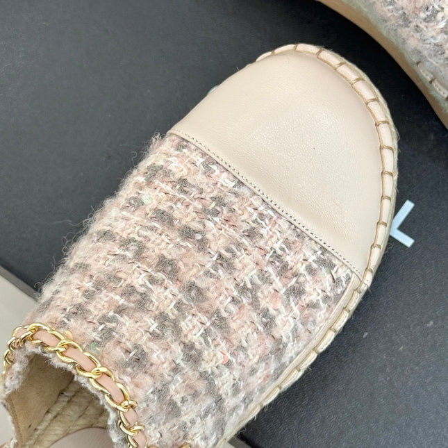 CC MULES 25SS 30 MM IN PASTEL PINK LAMBSKIN MIX TWEED