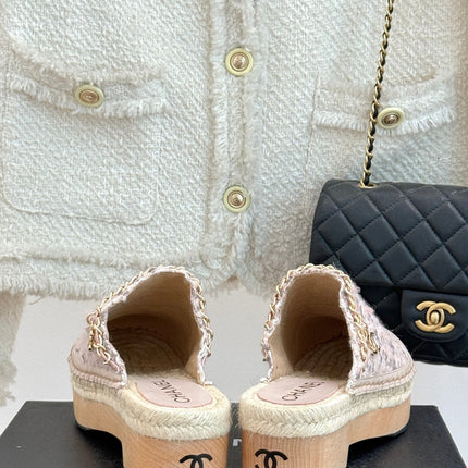 CC MULES 25SS 30 MM IN PASTEL PINK LAMBSKIN MIX TWEED