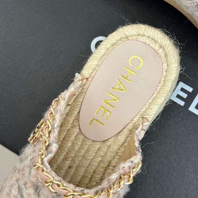 CC MULES 25SS 30 MM IN PASTEL PINK LAMBSKIN MIX TWEED