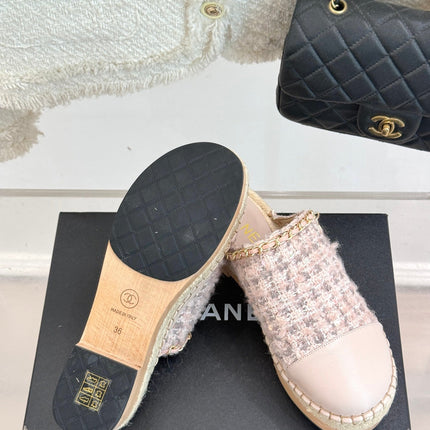 CC MULES 25SS 30 MM IN PASTEL PINK LAMBSKIN MIX TWEED