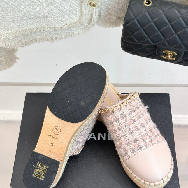 CC MULES 25SS 30 MM IN PASTEL PINK LAMBSKIN MIX TWEED
