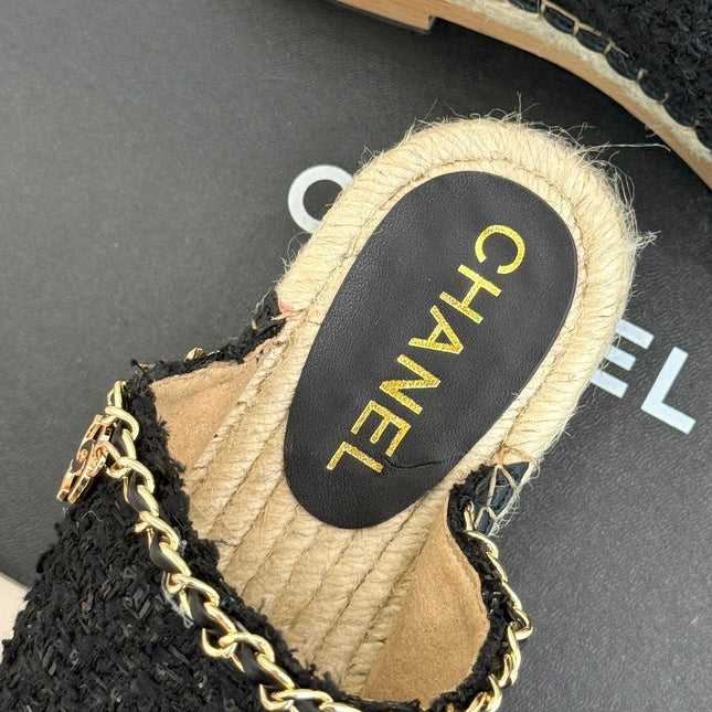 CC MULES 25SS 30 MM IN BLACK LAMBSKIN MIX TWEED