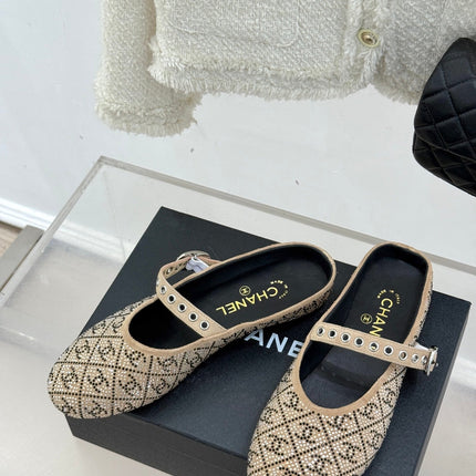 CC FLAT MULES 25SS IN BEIGE EMBELLISHED WITH RHINESTONES