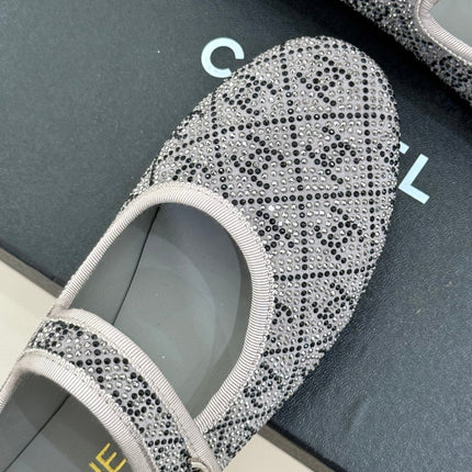 CC FLAT MARY JANE 25SS IN GREY EMBELLISHED WITH RHINESTONES