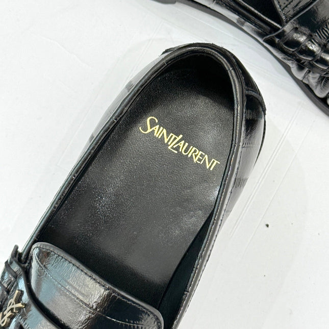 YSL 25S LOAFERS IN BLACK EMBOSSED LAMBSKIN