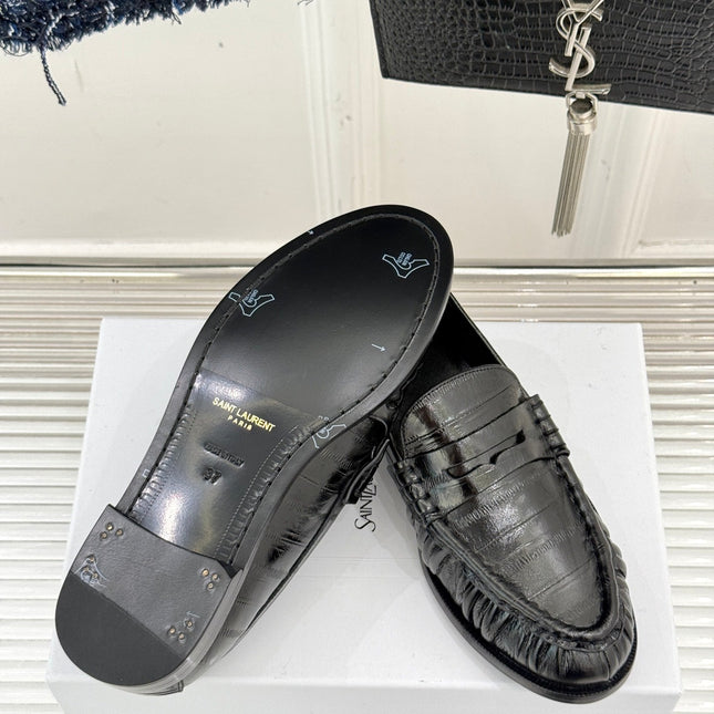 YSL 25S LOAFERS IN BLACK EMBOSSED LAMBSKIN