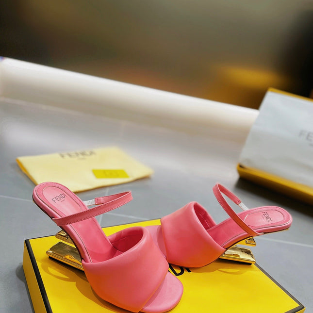 FENDI BAGUETTE HIGH-HEEL SANDALS 8 CM IN DARK PINK CALFSKIN