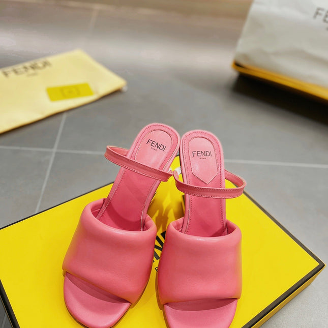 FENDI BAGUETTE HIGH-HEEL SANDALS 8 CM IN DARK PINK CALFSKIN