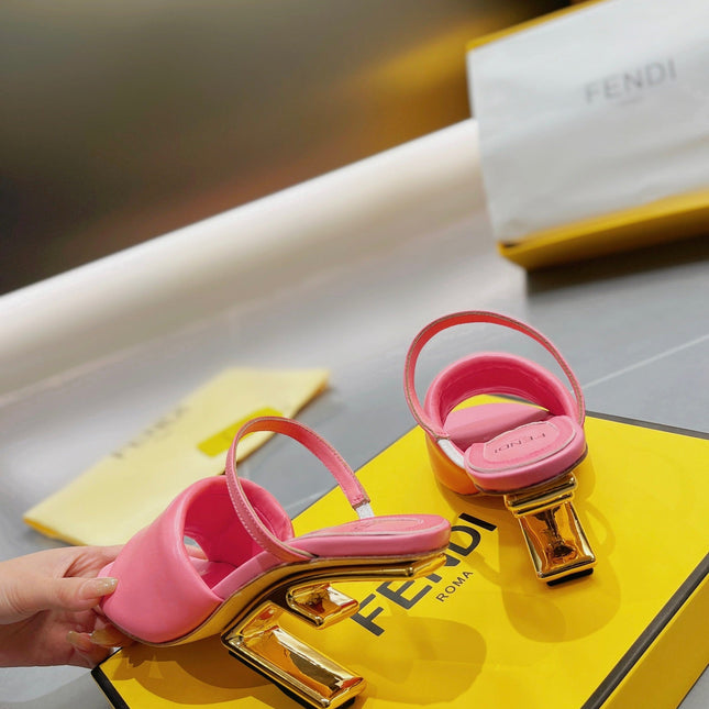 FENDI BAGUETTE HIGH-HEEL SANDALS 8 CM IN DARK PINK CALFSKIN