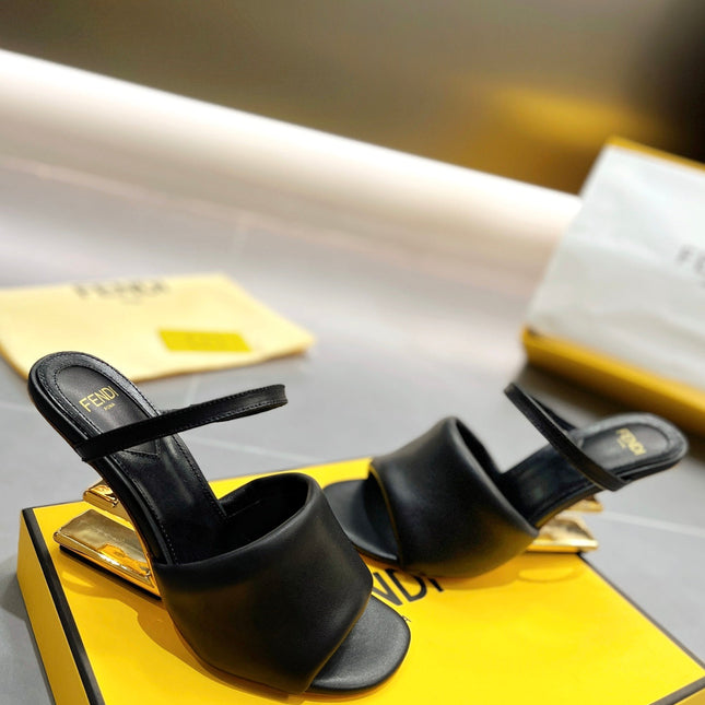 FENDI BAGUETTE HIGH-HEEL SANDALS 8 CM IN BLACK CALFSKIN