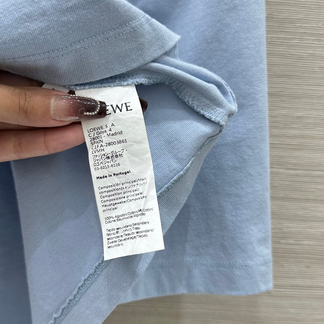 Loewe 25 Cropped Anagram T-Shirt Blue Cotton